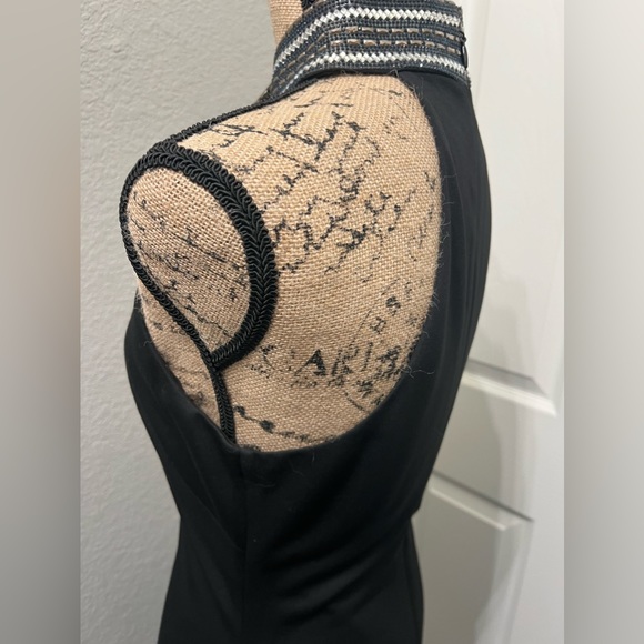 Black Bebe Halter Dress with Key hole & Jeweled Neck Choker Medium - Picture 5 of 13